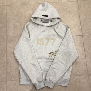 Fear of God Light Gray Hoodie with Beige Print